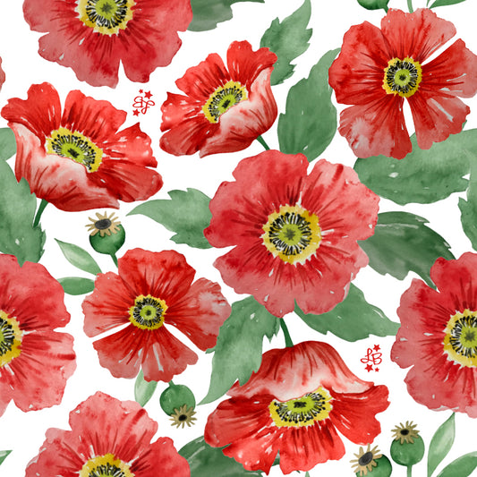 Pail Liner -Draw String - Poppies