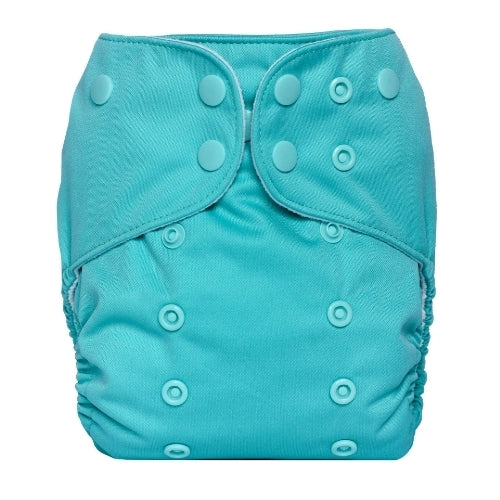 Lalabye Baby teal cloth diaper called Merrily Merrily.